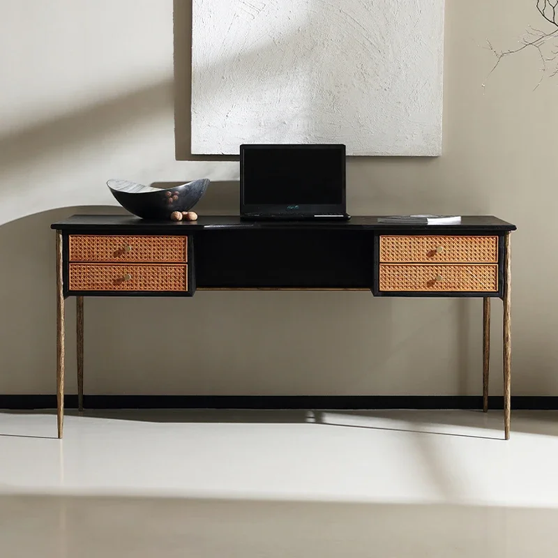 Nordic desk style high-end desk antique rattan wrought iron writing desk computer office decoration
Nordic desk style high-end desk antique rattan wrought iron writing desk computer office decoration