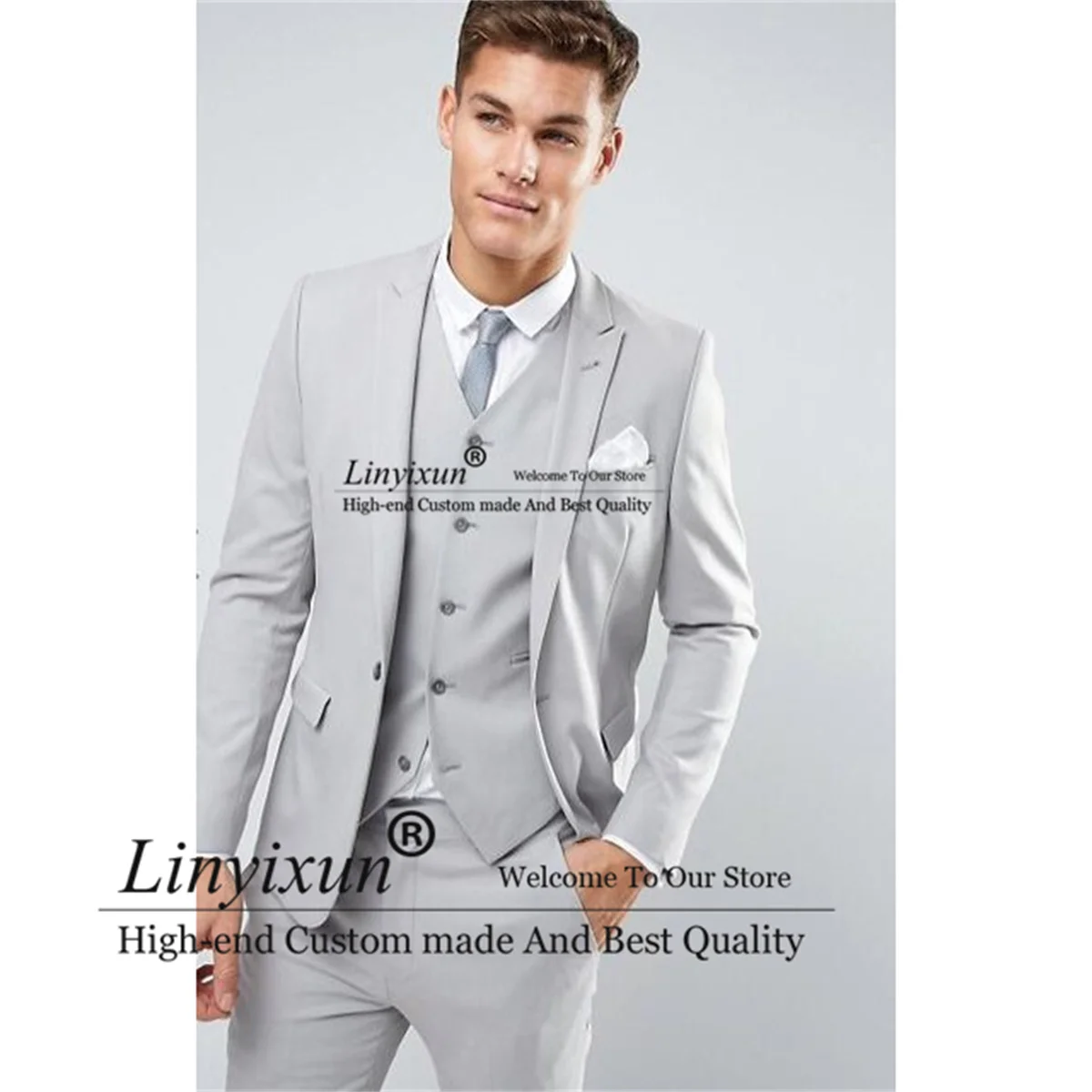 Light Grey Men Suits Slim Fit Groom Wedding Tuxedos 2 Pieces Set Formal Business Male Prom Blazer Vest Pants Outfit ropa hombre
Light Grey Men Suits Slim Fit Groom Wedding Tuxedos 2 Pieces Set Formal Business Male Prom Blazer Vest Pants Outfit ropa hombre