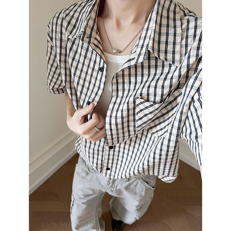 Summer Short Sleeved Shirt Men Retro Plaid Shirt Men Streetwear Korean Loose Casual Shirt Mens Fashion Shirts Large Size 5XL
Summer Short Sleeved Shirt Men Retro Plaid Shirt Men Streetwear Korean Loose Casual Shirt Mens Fashion Shirts Large Size 5XL