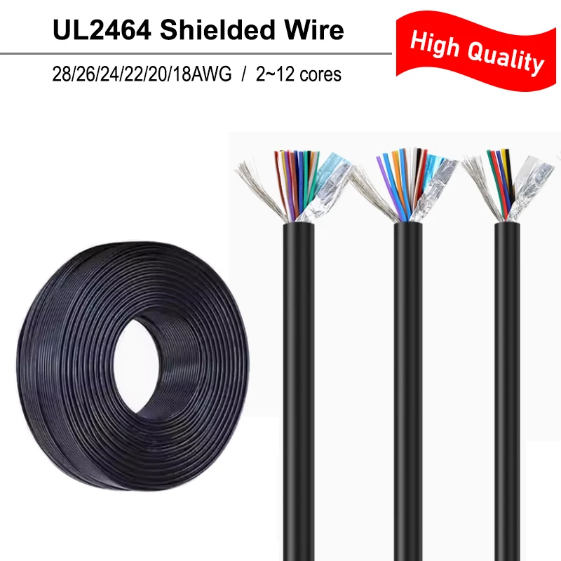 2/5/10M UL2464 PVC Shielded Wire 28 26 24 22 20 18AWG Channel Audio Line 2 ~12Cores Signal Copper Cable Electric Sheathed Wires
2/5/10M UL2464 PVC Shielded Wire 28 26 24 22 20 18AWG Channel Audio Line 2 ~12Cores Signal Copper Cable Electric Sheathed Wires