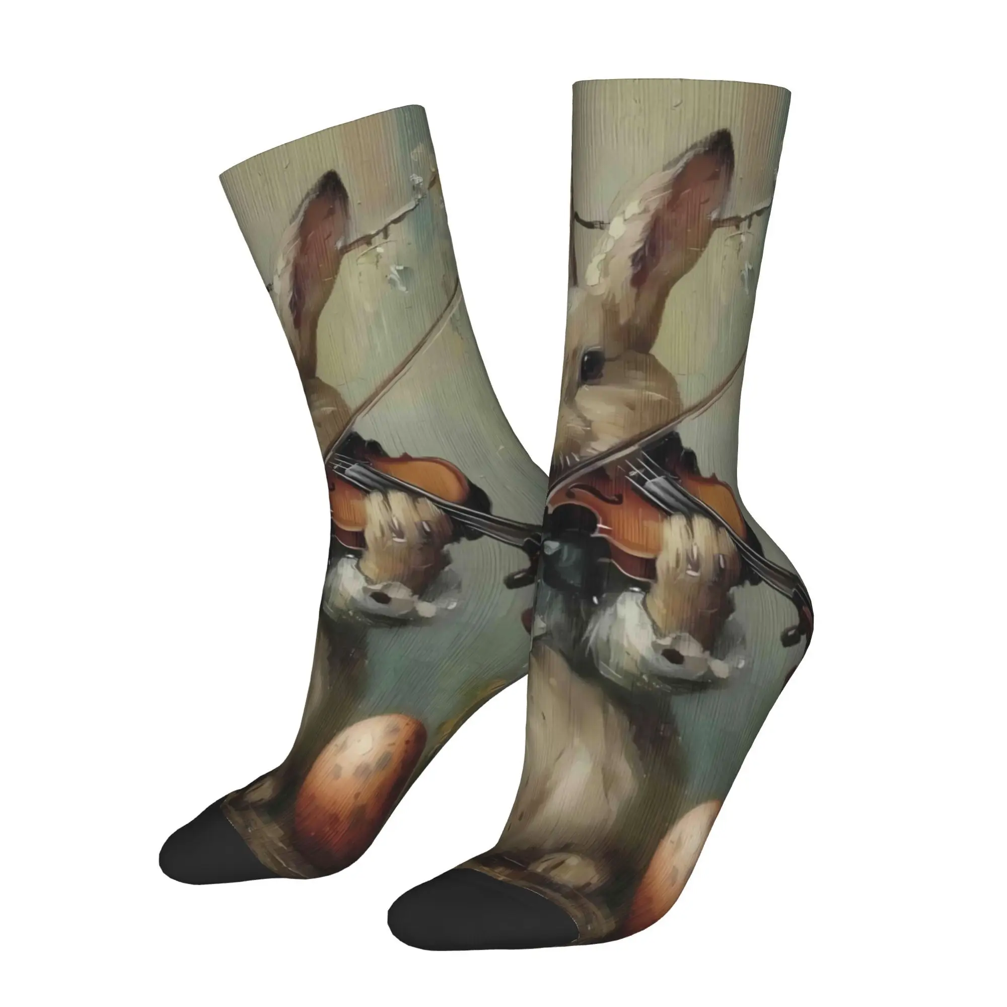 Носки с изображением кролика и животных, мужские полиэстеровые носки 
Носки с изображением кролика и животных, мужские полиэстеровые носки