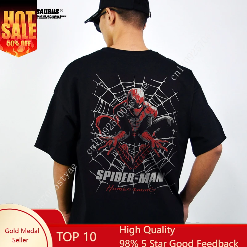 Avengers: Spider-Man Cartoon Print Spider-Man 3 Collaboration Black and White Pure Cotton Short-sleeved T-shirts for Men and
Avengers: Spider-Man Cartoon Print Spider-Man 3 Collaboration Black and White Pure Cotton Short-sleeved T-shirts for Men and