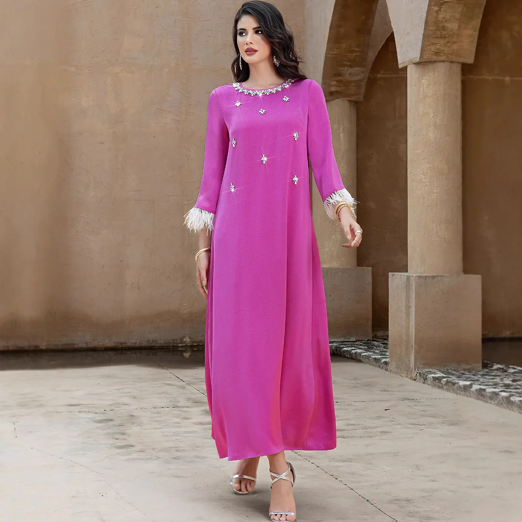 Eid Mubarak Muslim Women Dress Diamonds Feather Abaya Dubai Kaftan Islam Clothing Ramadan Musulmane Femme Long Caftan Vestidos
Eid Mubarak Muslim Women Dress Diamonds Feather Abaya Dubai Kaftan Islam Clothing Ramadan Musulmane Femme Long Caftan Vestidos