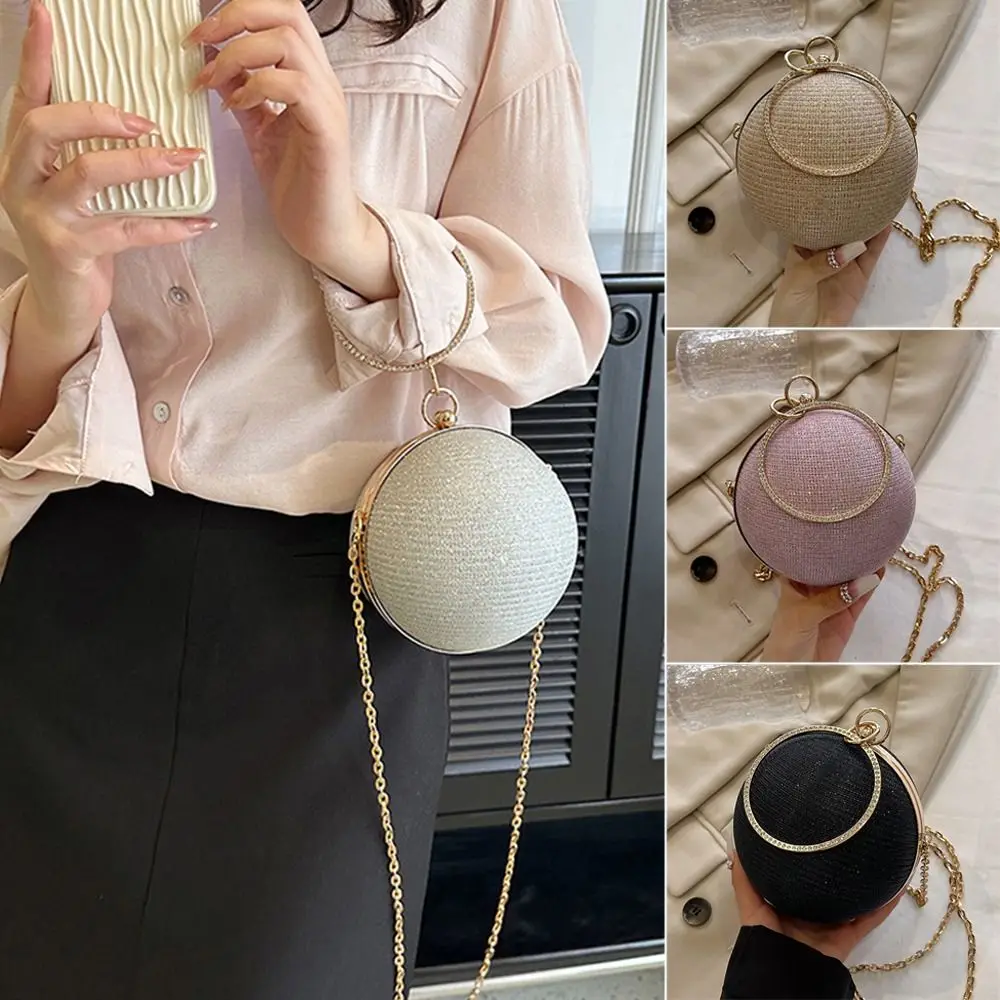 Fashion Circular Evening Bag Gold Bright Silk Rhinestone Decorative Chain Banquet Clutch Purse Wedding Party
Fashion Circular Evening Bag Gold Bright Silk Rhinestone Decorative Chain Banquet Clutch Purse Wedding Party