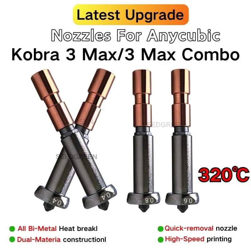 Новое обновленное сопло для Anycubic Kobra 3 Max горло Kobra 3 Max Combo сопло 0,4 мм 0,6 мм 0,8 мм Быстрый нагрев
Новое обновленное сопло для Anycubic Kobra 3 Max горло Kobra 3 Max Combo сопло 0,4 мм 0,6 мм 0,8 мм Быстрый нагрев