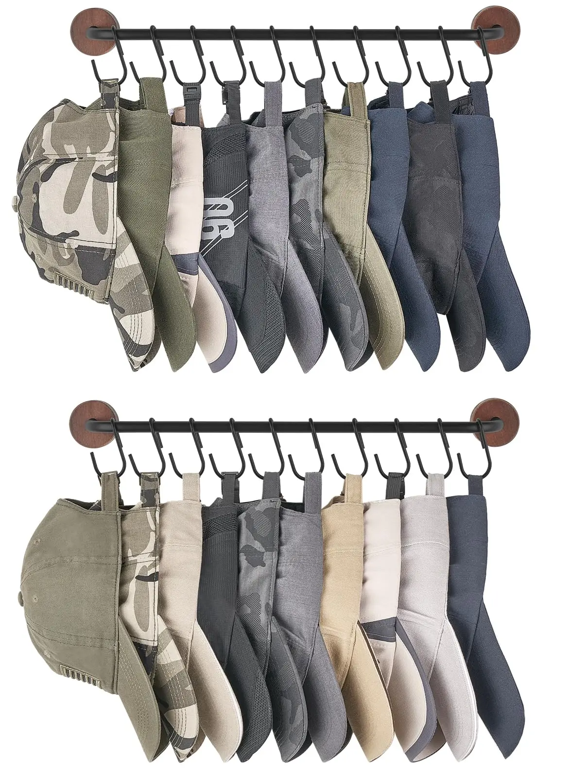 Modern Wall Mounted Metal Cap Rack With 20 Hooks For Baseball Hats Storage In Closet, Door, Bedroom Or Laundry Room
Modern Wall Mounted Metal Cap Rack With 20 Hooks For Baseball Hats Storage In Closet, Door, Bedroom Or Laundry Room