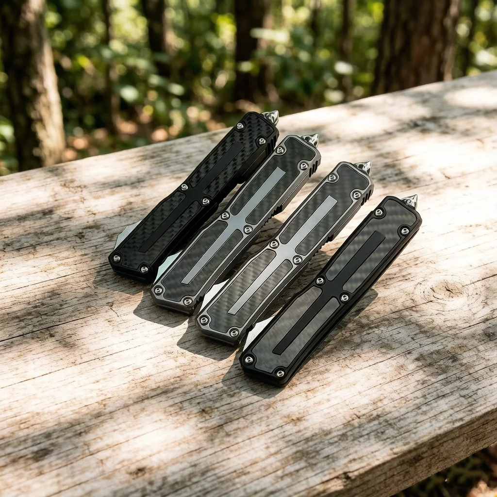 High Quality EDC Knife OTF Tactical Pocket Knives D2 Steel Carbon Fiber Handle Glass Breaker Outdoor Survival Tool
High Quality EDC Knife OTF Tactical Pocket Knives D2 Steel Carbon Fiber Handle Glass Breaker Outdoor Survival Tool