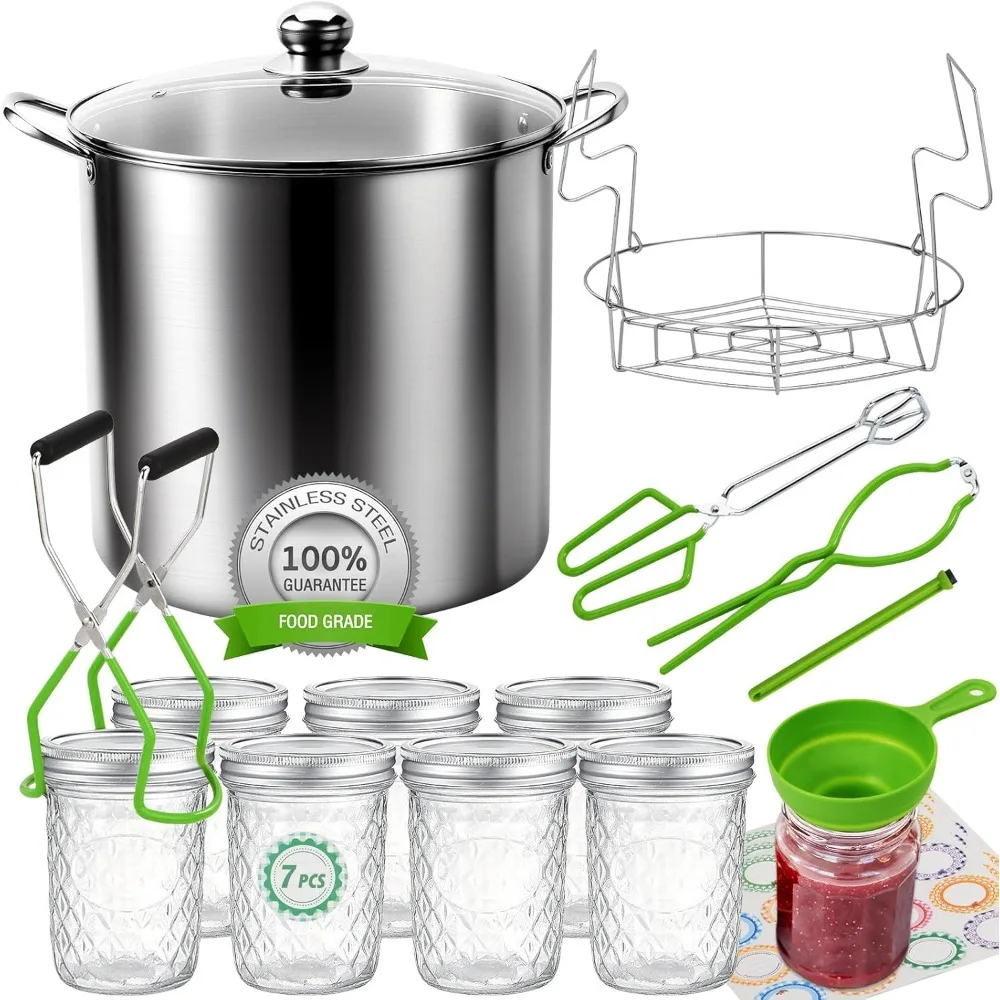 Canning Pot Water Bath Canner with Rack and Mason Jars, 20 Quart Stainless Steel Stock Pots, Canning Supplies Starter Kit Beginn
Canning Pot Water Bath Canner with Rack and Mason Jars, 20 Quart Stainless Steel Stock Pots, Canning Supplies Starter Kit Beginn
