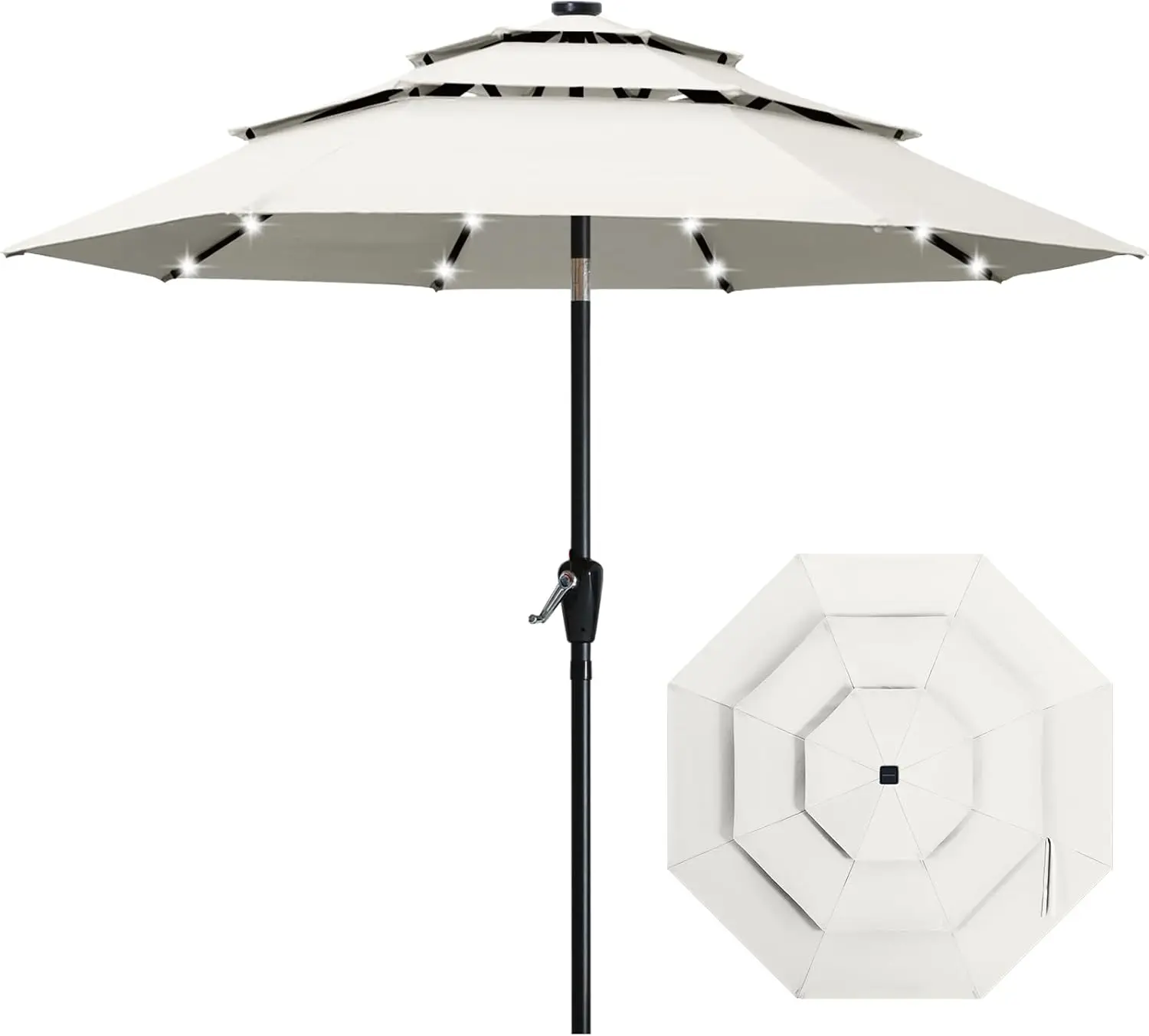 3-Tier 11FT Solar Patio Umbrella with LED Lights for Outdoor Deck, Pool, Garden - Light Beige
3-Tier 11FT Solar Patio Umbrella with LED Lights for Outdoor Deck, Pool, Garden - Light Beige
