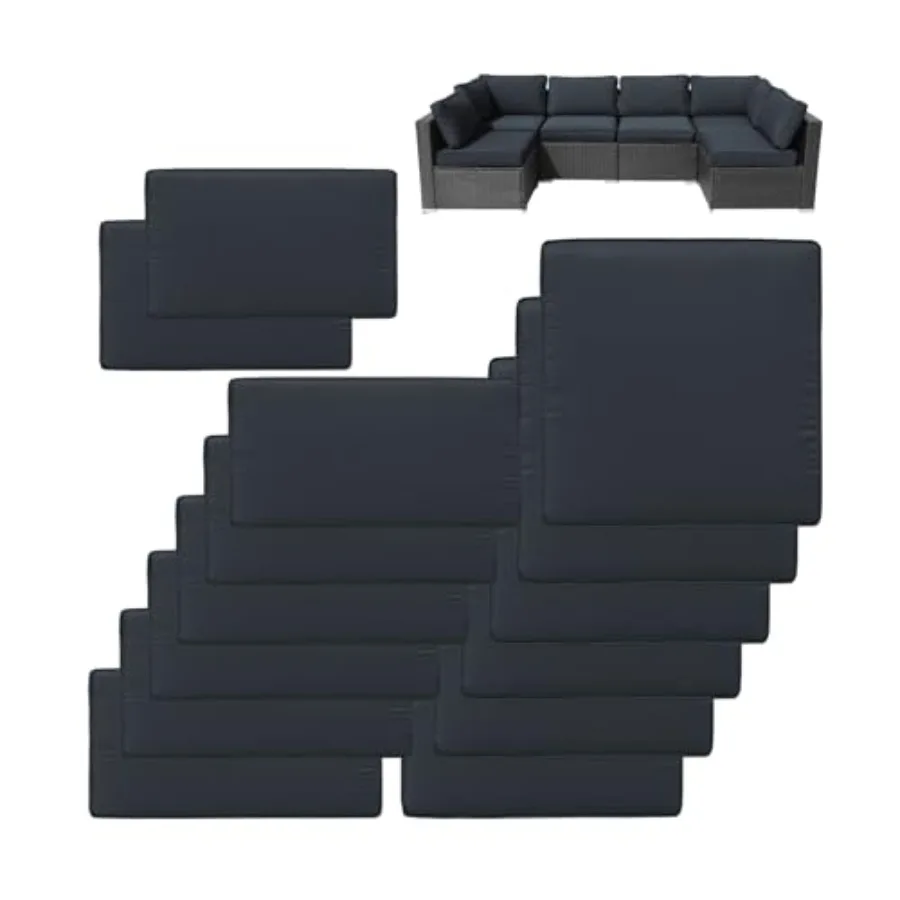 14Pcs Patio Cushion Covers Replacement Splashproof UV-Resistant Inelastic Covers with Zippers Max Compatible 23.6x23.6x3.9 inch
14Pcs Patio Cushion Covers Replacement Splashproof UV-Resistant Inelastic Covers with Zippers Max Compatible 23.6x23.6x3.9 inch