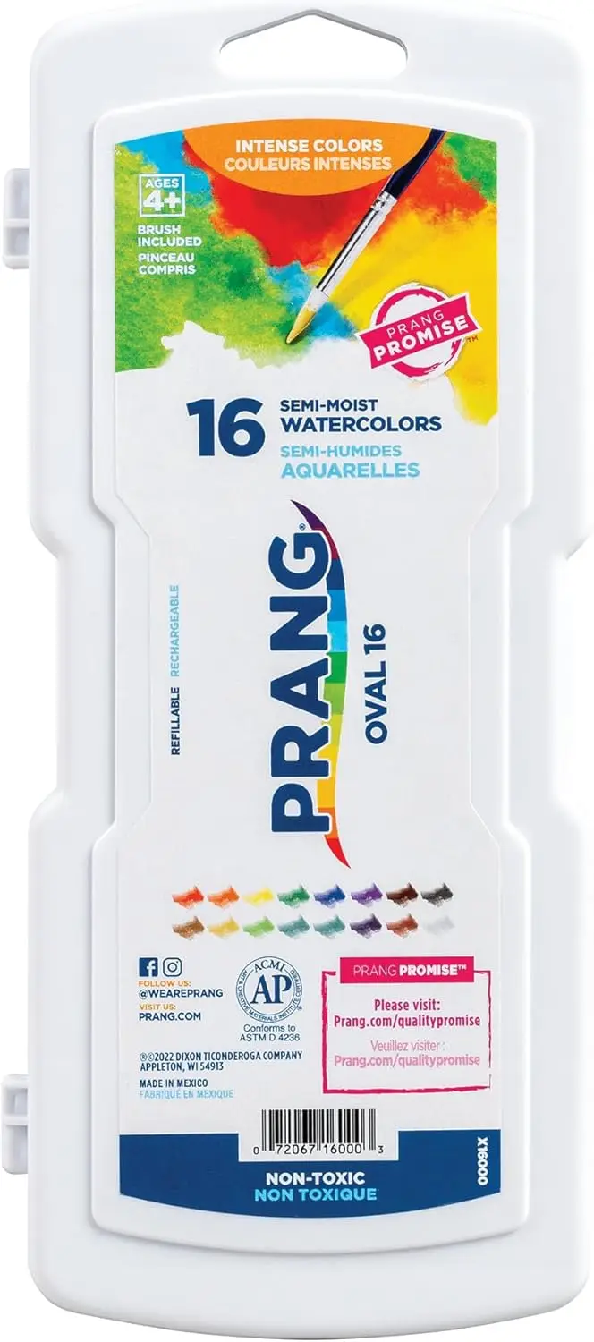16 Assorted Oval Pan Watercolor Paint Set, Vivid Colors, Includes Brush & Mixing Tray
16 Assorted Oval Pan Watercolor Paint Set, Vivid Colors, Includes Brush & Mixing Tray