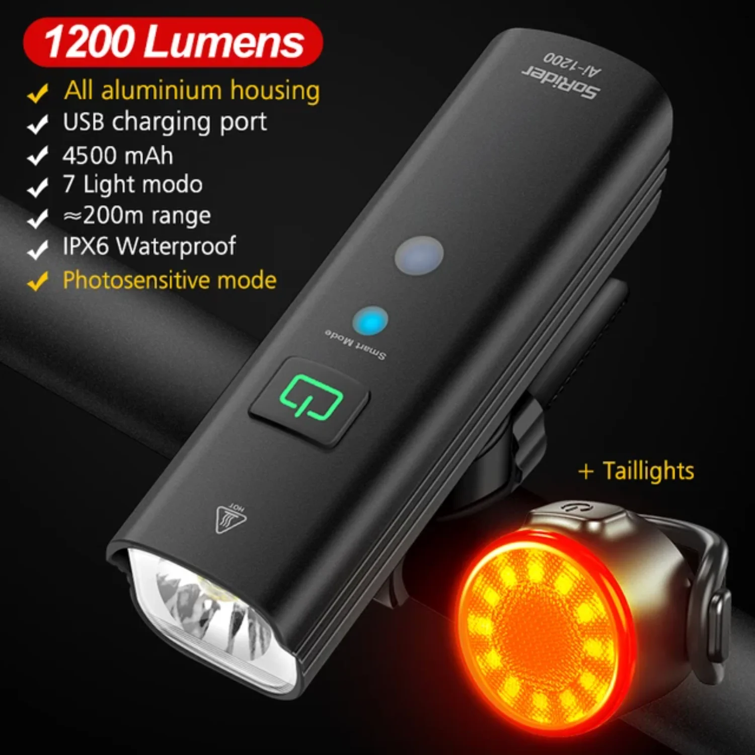Bicycle Light Rechargeable Set Road MTB Bike Front Back Headlight Lamp Flashlight Cycling Light Group
Bicycle Light Rechargeable Set Road MTB Bike Front Back Headlight Lamp Flashlight Cycling Light Group