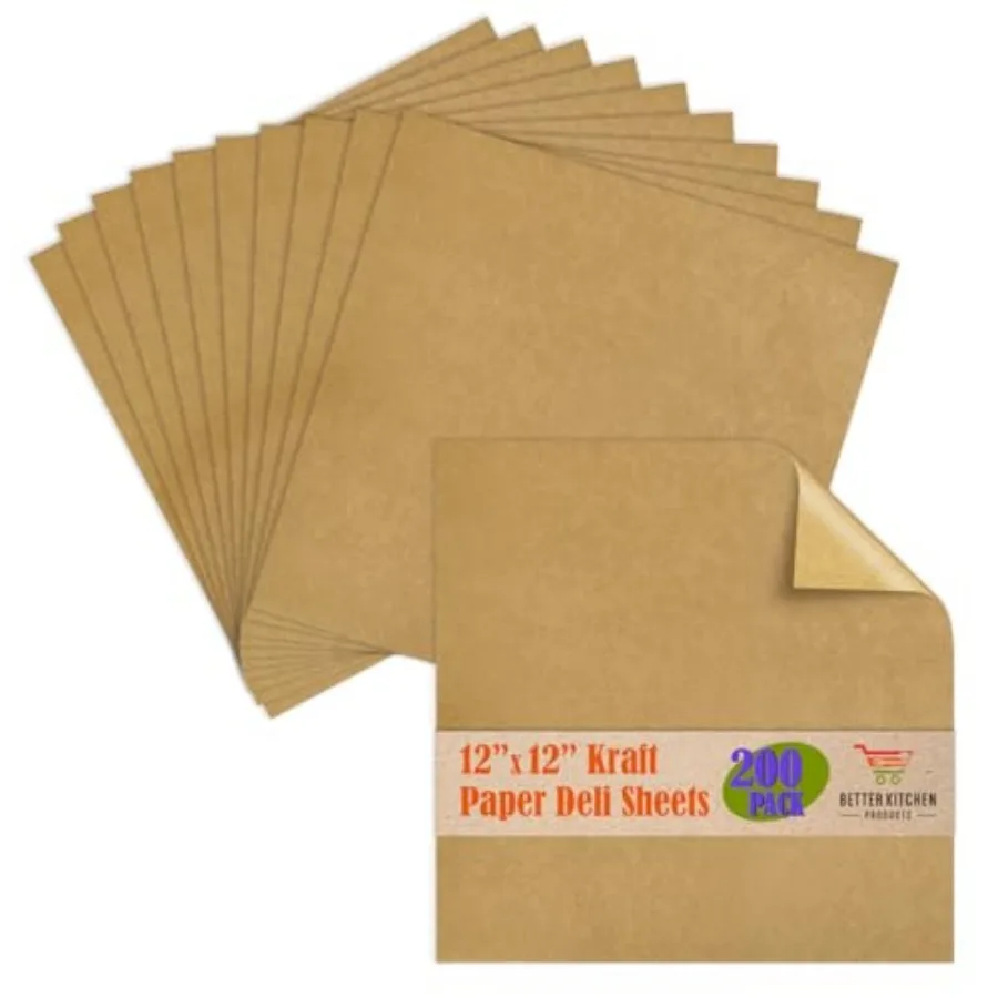 Kraft Paper Deli Sheets, 12" x 12", Greaseproof Food Basket Liner Sheets, Pre-cut Sandwich Wrappers, Naturally Grease Proof Foo
Kraft Paper Deli Sheets, 12" x 12", Greaseproof Food Basket Liner Sheets, Pre-cut Sandwich Wrappers, Naturally Grease Proof Foo