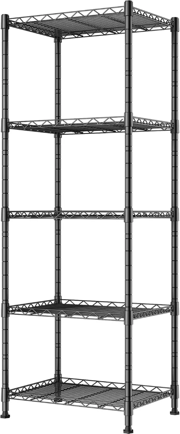 Adjustable Metal Storage Rack with 5 Wire Shelves for Laundry, Kitchen, Bathroom - Black, 11.8"D x 16.6"W x 53.5"H
Adjustable Metal Storage Rack with 5 Wire Shelves for Laundry, Kitchen, Bathroom - Black, 11.8"D x 16.6"W x 53.5"H