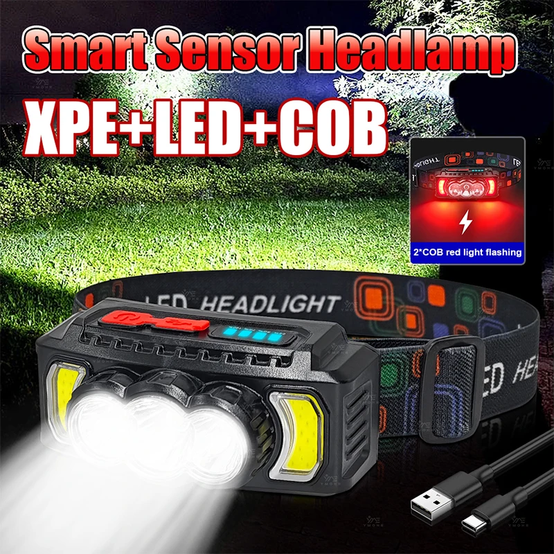 XPT+LED+COB Smart Sensor Headlamp 6000K Whitet Red Light Portable Fishing Camping Outdoor Head Lamp Work Waterproof Flashlight
XPT+LED+COB Smart Sensor Headlamp 6000K Whitet Red Light Portable Fishing Camping Outdoor Head Lamp Work Waterproof Flashlight