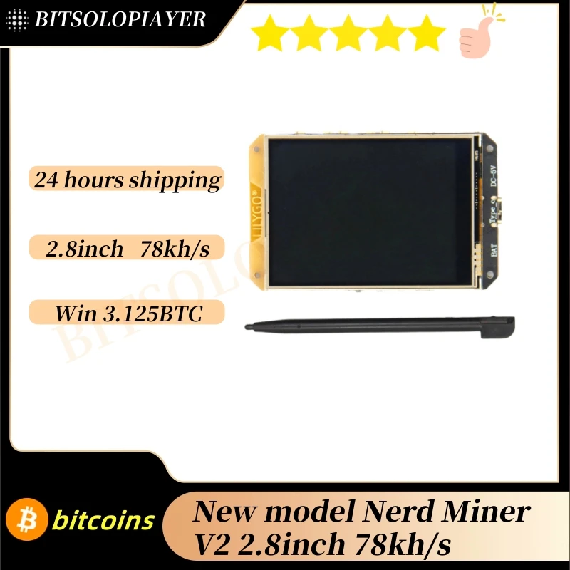 New model Crypto Solo Mining Machine Nerd Miner V2 2.8 Inch Display Bitcoin Miner 78KH/S Hashrate Lotto Machine
New model Crypto Solo Mining Machine Nerd Miner V2 2.8 Inch Display Bitcoin Miner 78KH/S Hashrate Lotto Machine