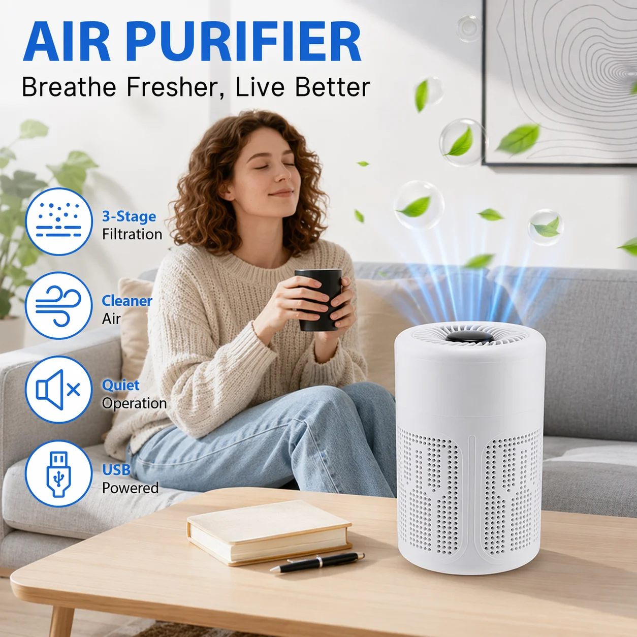 Air Purifier Smoke Odor Negative Ion Generator USB Portable Air Cleaner for Household HEPA Filter Efficient Purifying Air
Air Purifier Smoke Odor Negative Ion Generator USB Portable Air Cleaner for Household HEPA Filter Efficient Purifying Air