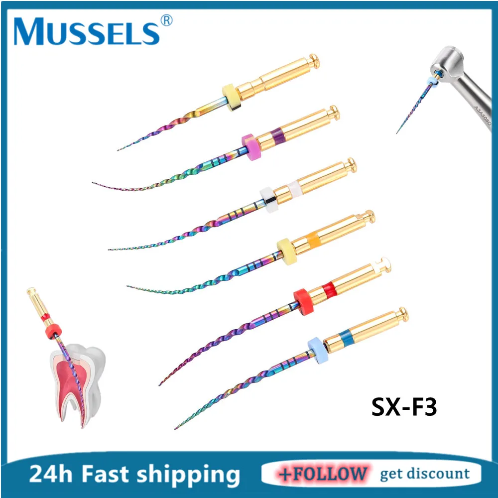6pcs/Box Dental Rotary Super Files Rainbow Files NITI Thermal Activation Needle SX-F3 Endodontic Root Canal Cleaning Dentistry
6pcs/Box Dental Rotary Super Files Rainbow Files NITI Thermal Activation Needle SX-F3 Endodontic Root Canal Cleaning Dentistry