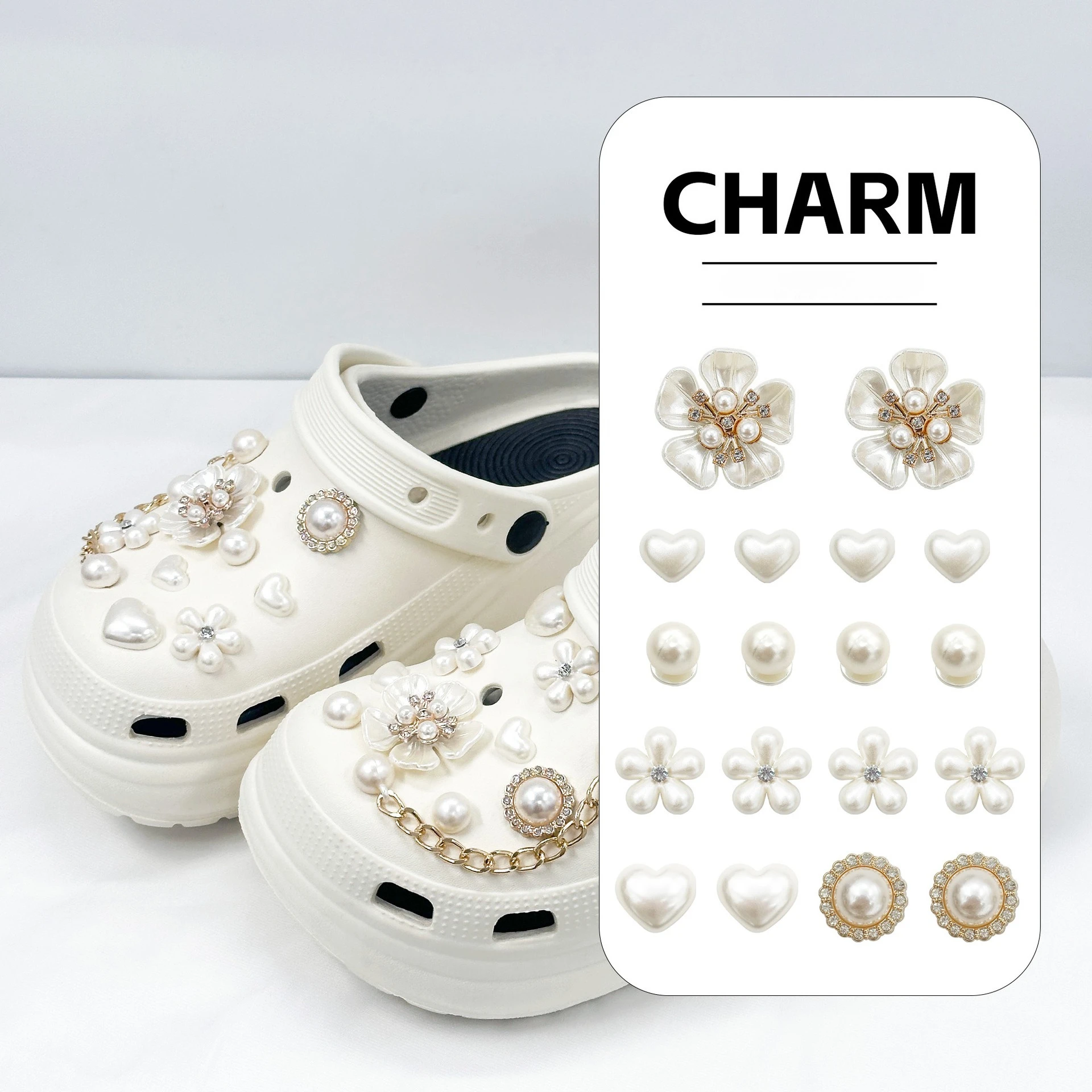 20PCS Shoe Charms ABS Decorations Accessories DIY Ornament Pins for Clog Buckle Lady Garden Shoes Elegant Pearl Floral Design
20PCS Shoe Charms ABS Decorations Accessories DIY Ornament Pins for Clog Buckle Lady Garden Shoes Elegant Pearl Floral Design