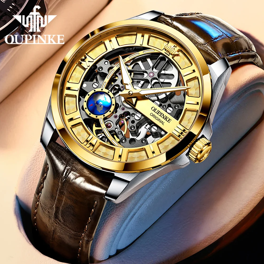 OUPINKE 3268 Luxury Brand Skeleton Mens Automatic Mechanical Wrist Watch For man Black Leather Strap Waterproof luminous
OUPINKE 3268 Luxury Brand Skeleton Mens Automatic Mechanical Wrist Watch For man Black Leather Strap Waterproof luminous