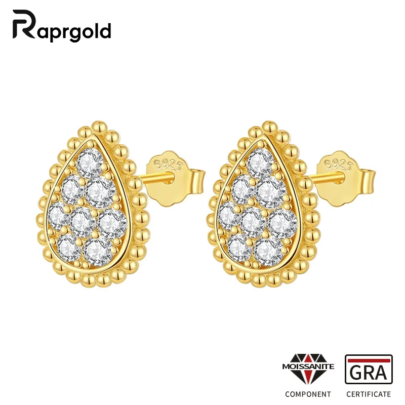 RAPRGOLD VVA1 D Moissanite Exquisite Water Drop Stud Earrings for Women S925 Sterling Silver Earring Wedding Fine Jewelry Gifts
RAPRGOLD VVA1 D Moissanite Exquisite Water Drop Stud Earrings for Women S925 Sterling Silver Earring Wedding Fine Jewelry Gifts