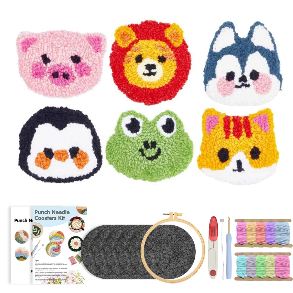 GATYZTORY 6 Set Cute Animal Punch Needle Coasters Kit for Beginners Adults Tufting Coaster Art and Crafts Handmade Home Gifts
GATYZTORY 6 Set Cute Animal Punch Needle Coasters Kit for Beginners Adults Tufting Coaster Art and Crafts Handmade Home Gifts