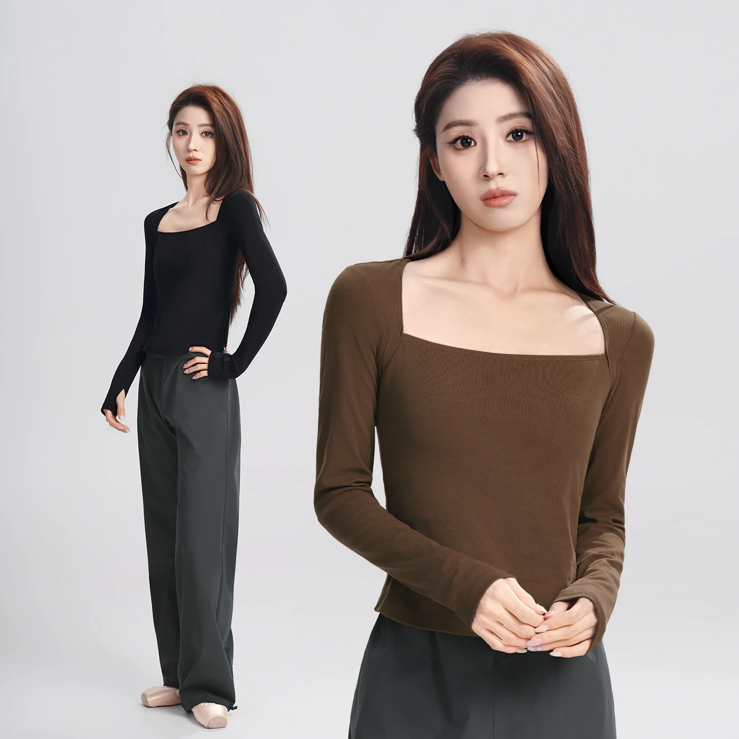 Woman Dance Tops Square Collar Ballet Training Tops Long Sleeve Fitness Sport Tops with Thumbhole Cuffs Cotton Fitted Blouses
Woman Dance Tops Square Collar Ballet Training Tops Long Sleeve Fitness Sport Tops with Thumbhole Cuffs Cotton Fitted Blouses