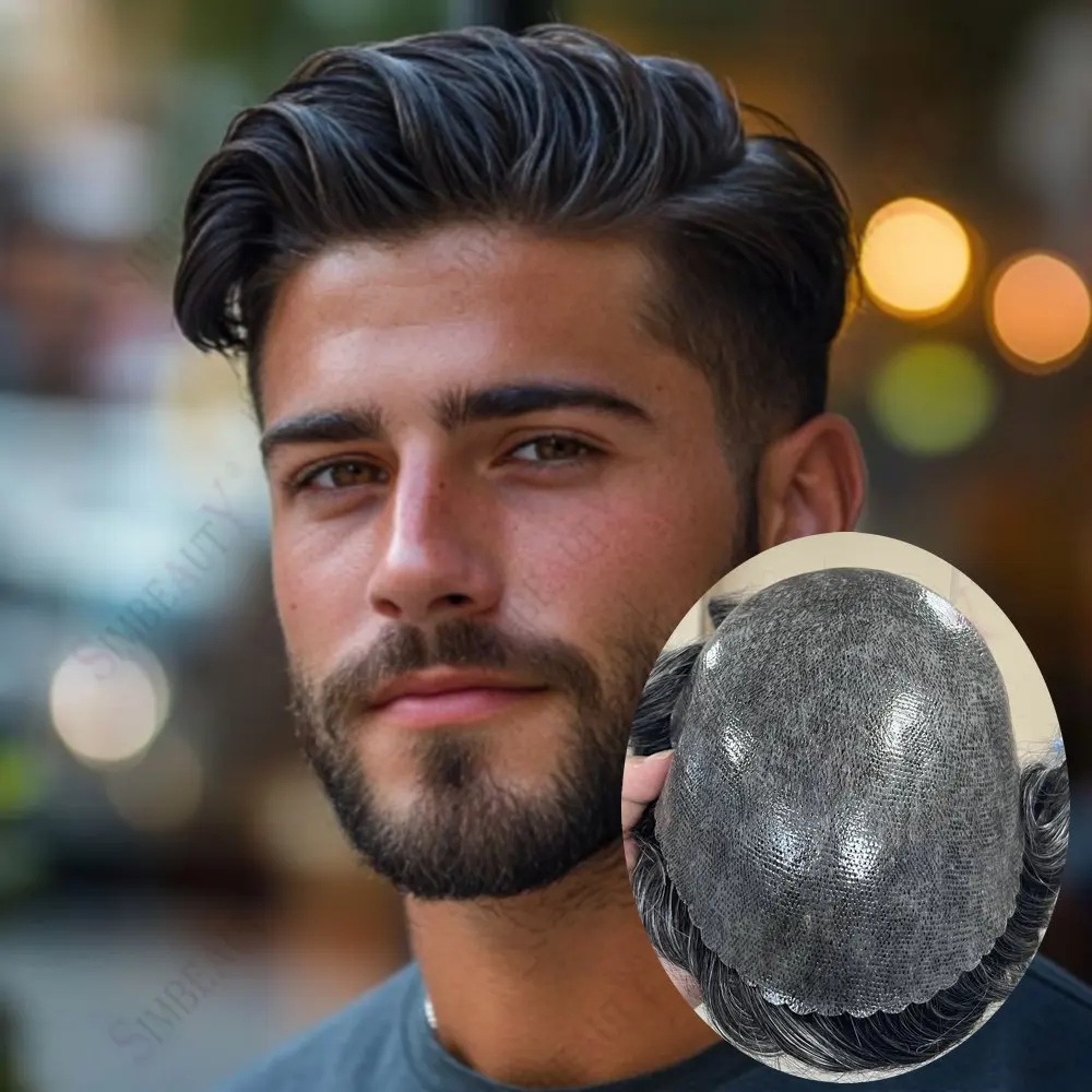 130%Density Male Hair Prosthesis Thin Skin 0.1MM Microskin Men's Premier Wigs 1b10#Grey Black Brown Natural Human Hair Toupee
130%Density Male Hair Prosthesis Thin Skin 0.1MM Microskin Men's Premier Wigs 1b10#Grey Black Brown Natural Human Hair Toupee