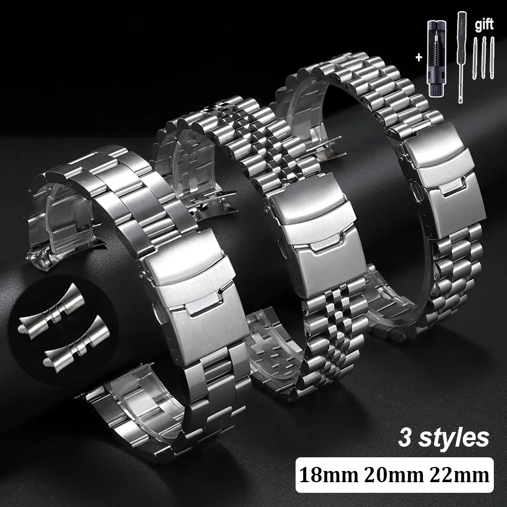 Curved End Solid Stainless Steel Watch Strap for Seiko 5 SKX009/007 for Rolex for Jubilee for Oyster 18mm 20mm 22mm Men's Band
Curved End Solid Stainless Steel Watch Strap for Seiko 5 SKX009/007 for Rolex for Jubilee for Oyster 18mm 20mm 22mm Men's Band