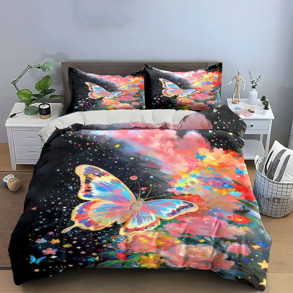Whimsical Garden Bedding Set, Large Watercolor Butterfly with Pink Clouds and Flowers Print Duvet Cover, Dreamy Bedroom Decor
Whimsical Garden Bedding Set, Large Watercolor Butterfly with Pink Clouds and Flowers Print Duvet Cover, Dreamy Bedroom Decor