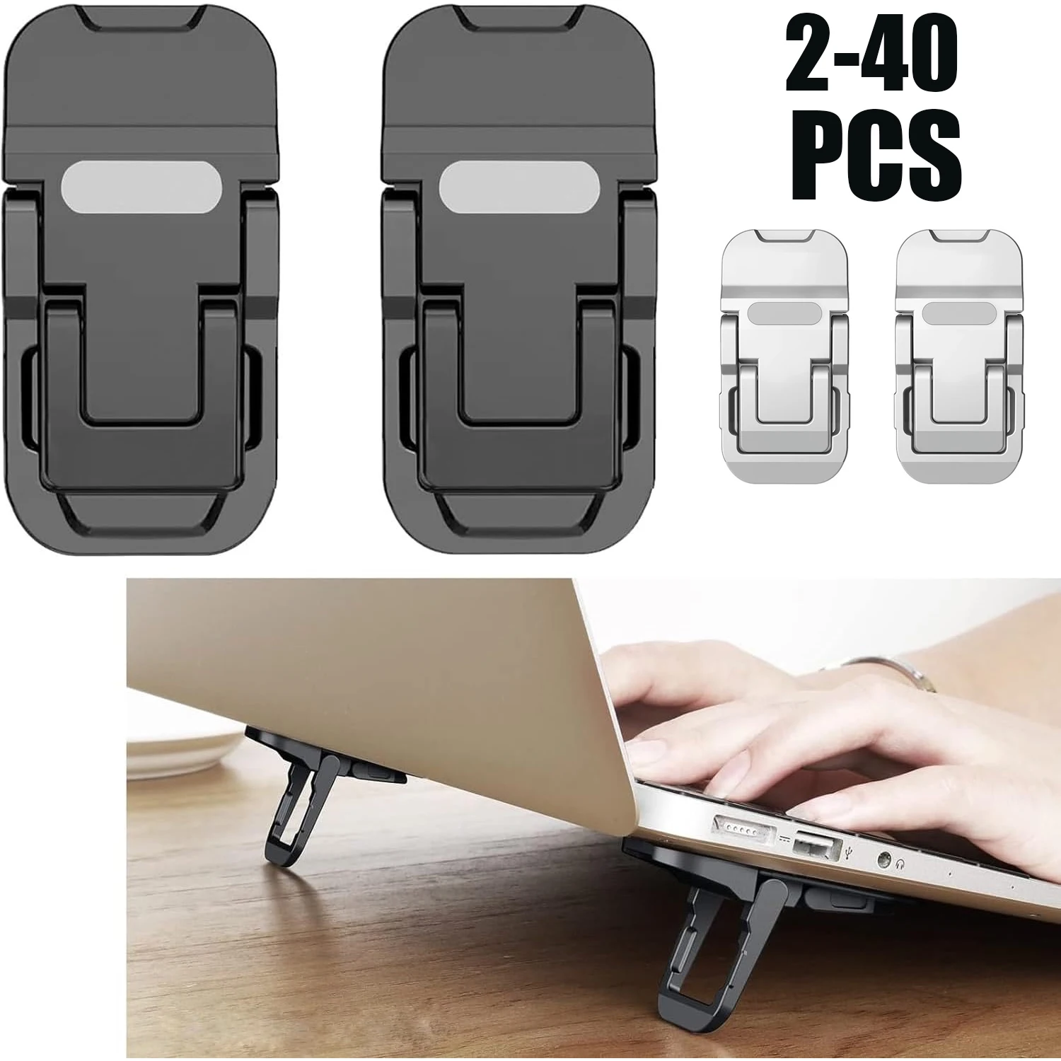 Portable Foldable Laptop Stand with Plastic Feet Desktop Riser Hidden Keyboard Mini Adjustable Support Holder for Notebook
