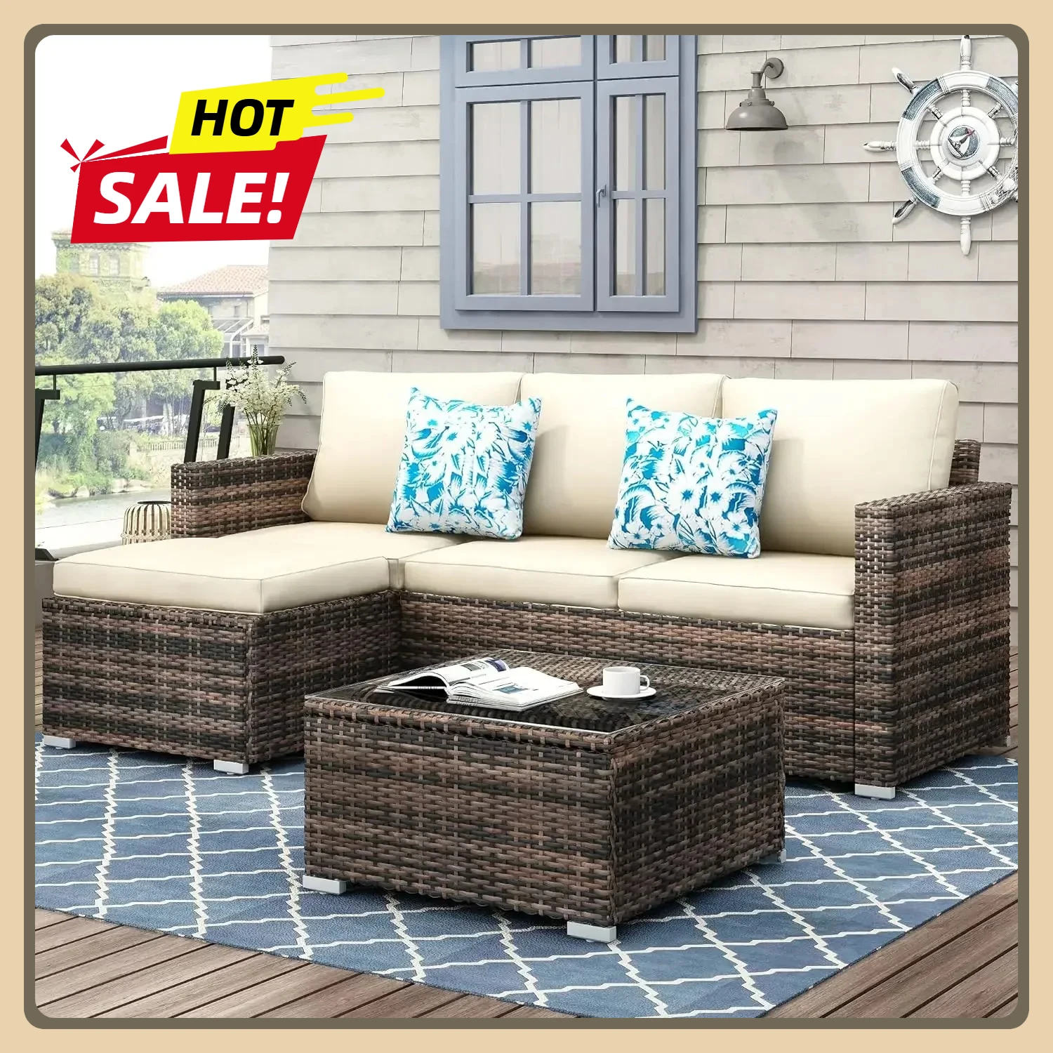 Patio Furniture Set All Weather Wicker with Table and Chairs, 3 Piece Outdoor Sectional Patio Couch Rattan Sectional
Patio Furniture Set All Weather Wicker with Table and Chairs, 3 Piece Outdoor Sectional Patio Couch Rattan Sectional