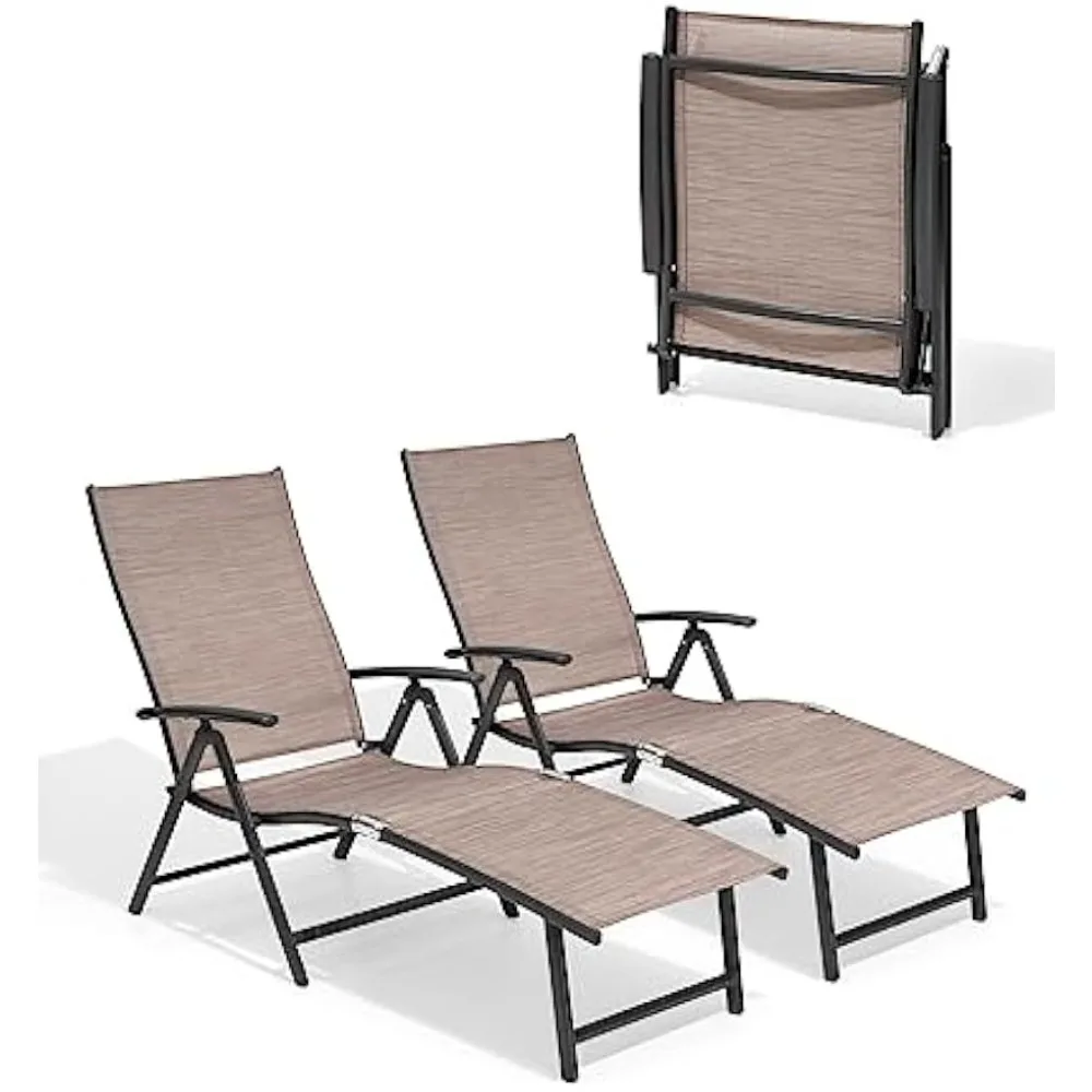 Outdoor Chaise Lounge Set of 2, Aluminum Pool Lounge Chairs with Adjustable Backrest & Footrest, Foldable Pool Lounger|
Outdoor Chaise Lounge Set of 2, Aluminum Pool Lounge Chairs with Adjustable Backrest & Footrest, Foldable Pool Lounger|