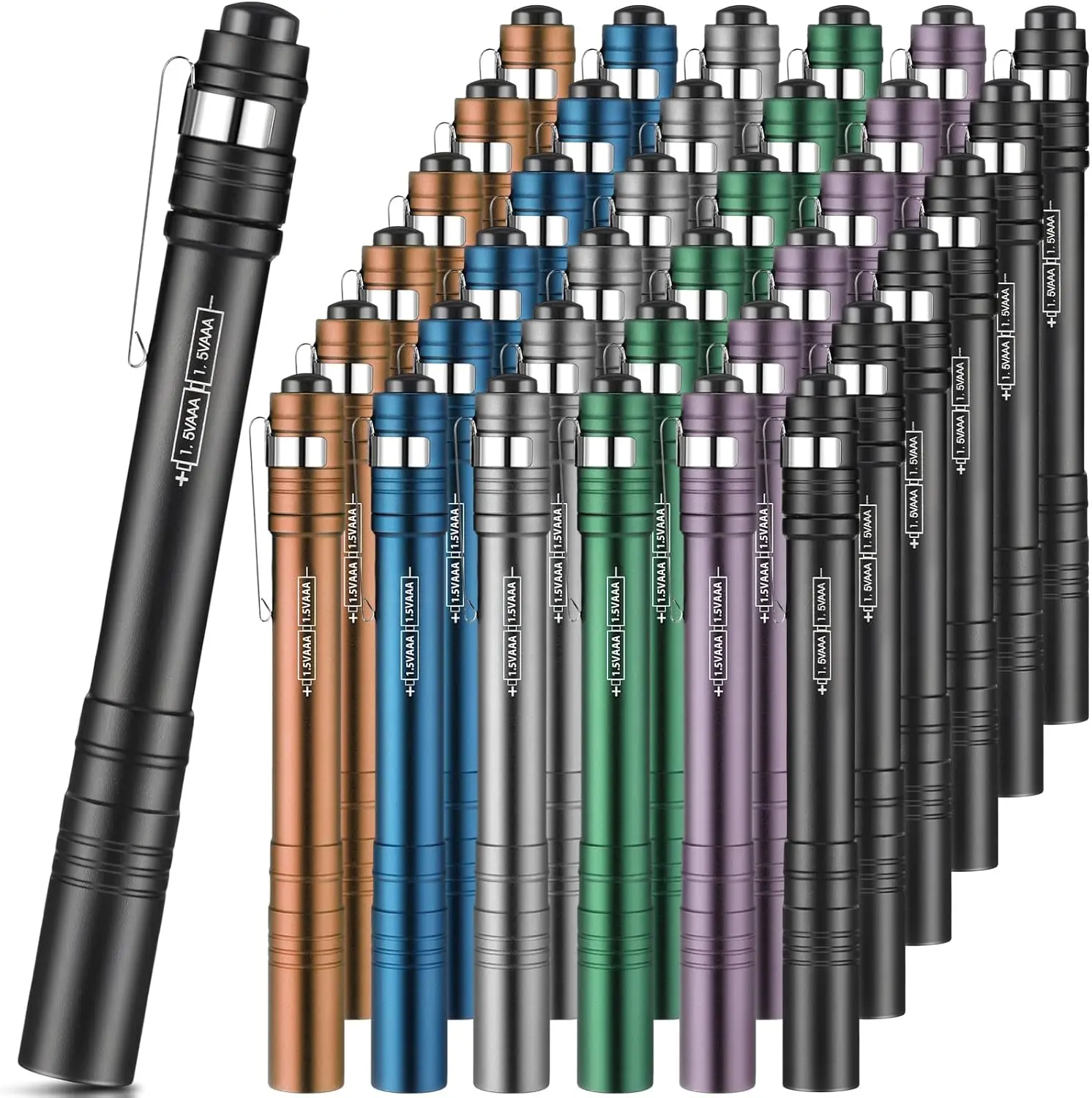 36 Pack Colorful LED Pen Flashlights with Clip, Aluminum Mini Torches for Camping Hiking Emergency Outdoor
36 Pack Colorful LED Pen Flashlights with Clip, Aluminum Mini Torches for Camping Hiking Emergency Outdoor