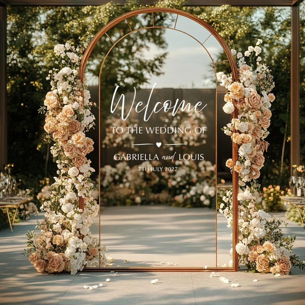 Wedding Sign Welcome To The Wedding Vinyl Decal Personalized Name Date Heart Stickers for Mirror Acrylic
Wedding Sign Welcome To The Wedding Vinyl Decal Personalized Name Date Heart Stickers for Mirror Acrylic