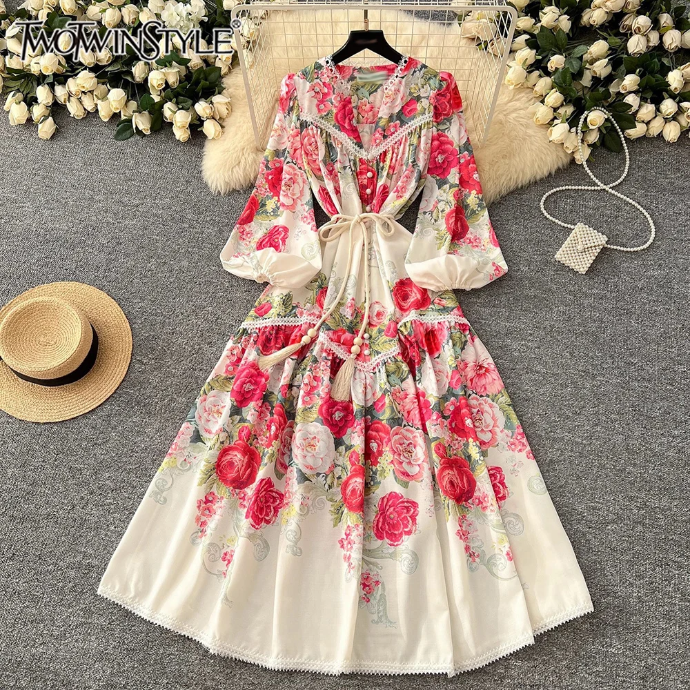 TWOTWINSTYLE Temperament Slimming Lace Printing Dresses For Women Round Neck Long Sleeve High Waist Chic Dress Female KDR539933
TWOTWINSTYLE Temperament Slimming Lace Printing Dresses For Women Round Neck Long Sleeve High Waist Chic Dress Female KDR539933