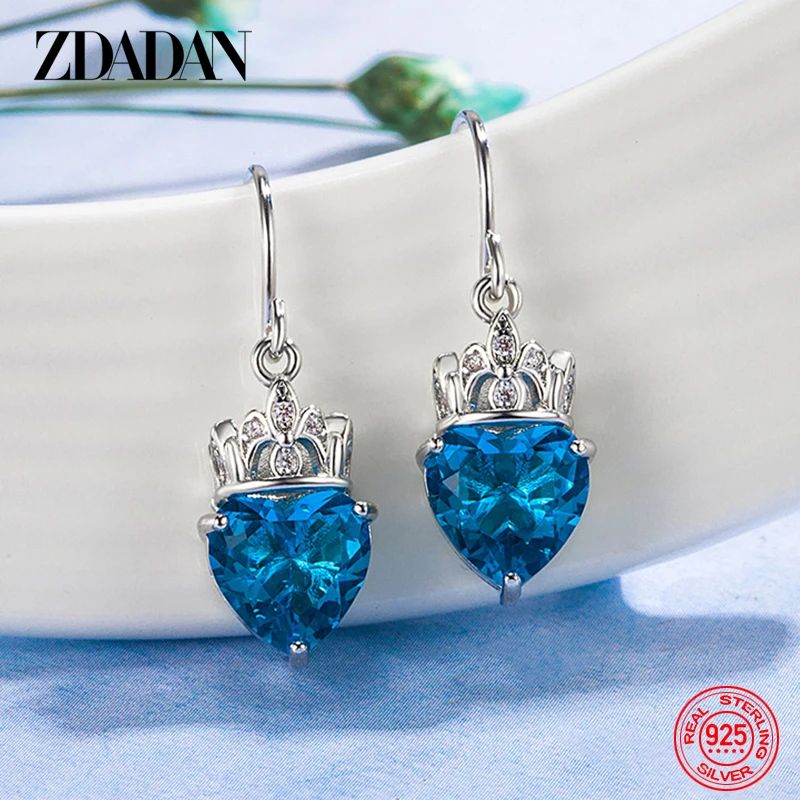 ZDADAN 925 Sterling Silver Crown Heart Crystal Long Drop Earrings For Women Fashion Jewelry
ZDADAN 925 Sterling Silver Crown Heart Crystal Long Drop Earrings For Women Fashion Jewelry