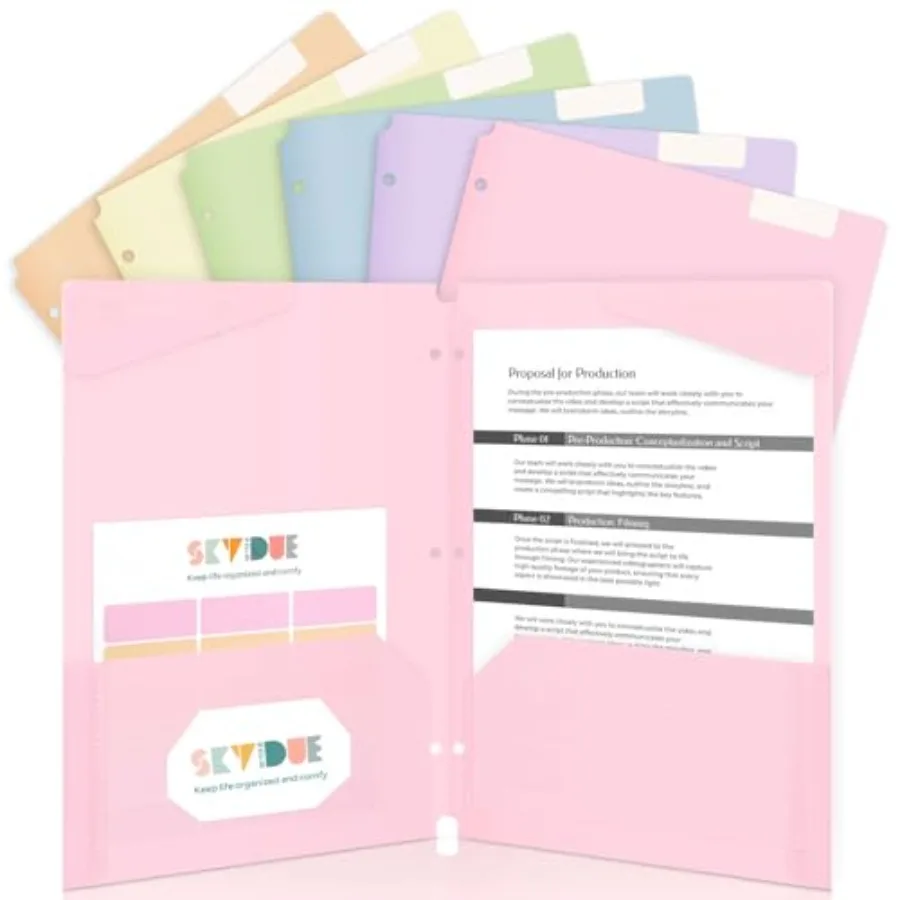 Plastic Folders with Pockets, 6 Pack File Folders with Tabs and Stay-Put Flaps, 3 Hole Punch 2 Pocket Folders for 3 Ring Binder
Plastic Folders with Pockets, 6 Pack File Folders with Tabs and Stay-Put Flaps, 3 Hole Punch 2 Pocket Folders for 3 Ring Binder