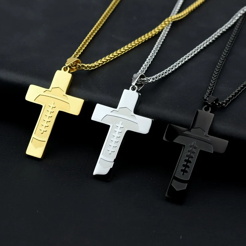 Men's Stainless Steel Carved Cross Vintage Rugby Necklace, Fashionable Simple Football Pendant Chain, Male Accessory Gift
Men's Stainless Steel Carved Cross Vintage Rugby Necklace, Fashionable Simple Football Pendant Chain, Male Accessory Gift
