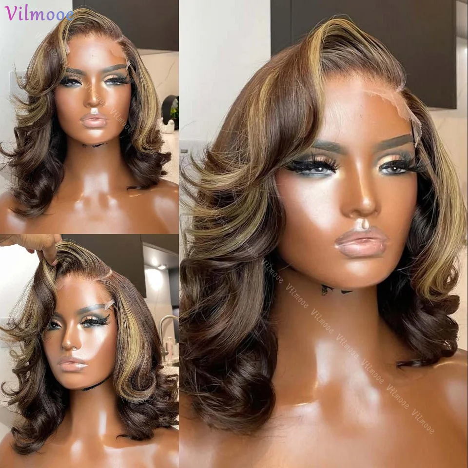 Ombre #4/27 Honey Blonde Highlight Short Bob Human Hair Body Wave For Women Bleach Knots HD Transparent 13x4 Silk Top Hair Wigs
Ombre #4/27 Honey Blonde Highlight Short Bob Human Hair Body Wave For Women Bleach Knots HD Transparent 13x4 Silk Top Hair Wigs