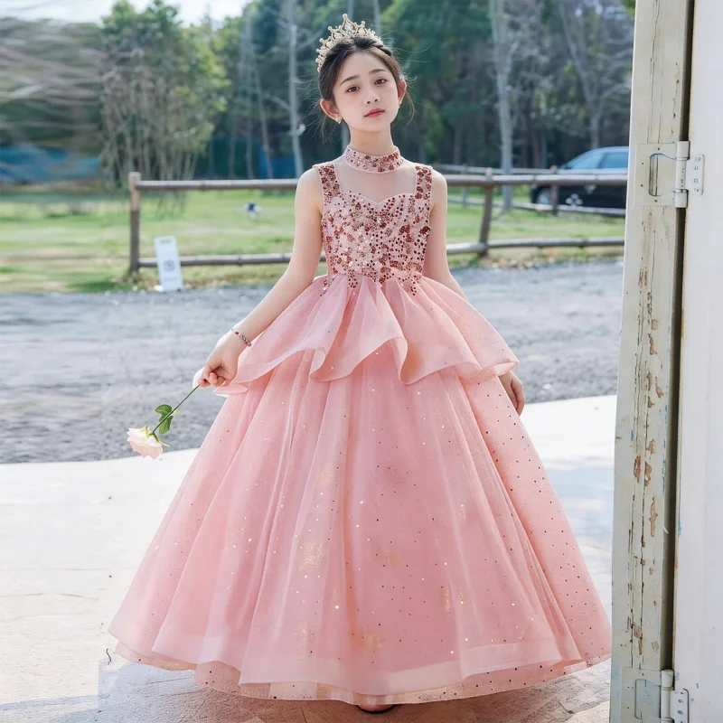 Girls Blush Pink Pageant Dress Sleeveless Mesh High Neck Sequin Bodice Tulle Ball Gown Kids Sparkly Long Flower Girl Dresses
Girls Blush Pink Pageant Dress Sleeveless Mesh High Neck Sequin Bodice Tulle Ball Gown Kids Sparkly Long Flower Girl Dresses