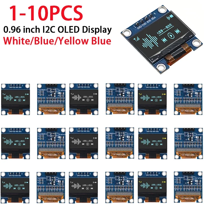 1-10PCS 0.96 Inch OLED Display Module I2C IIC SPI Serial 128X64 SSD1306 LCD 3.3-5V 4 Pin White/Blue/Yellow Blue for Arduino
1-10PCS 0.96 Inch OLED Display Module I2C IIC SPI Serial 128X64 SSD1306 LCD 3.3-5V 4 Pin White/Blue/Yellow Blue for Arduino