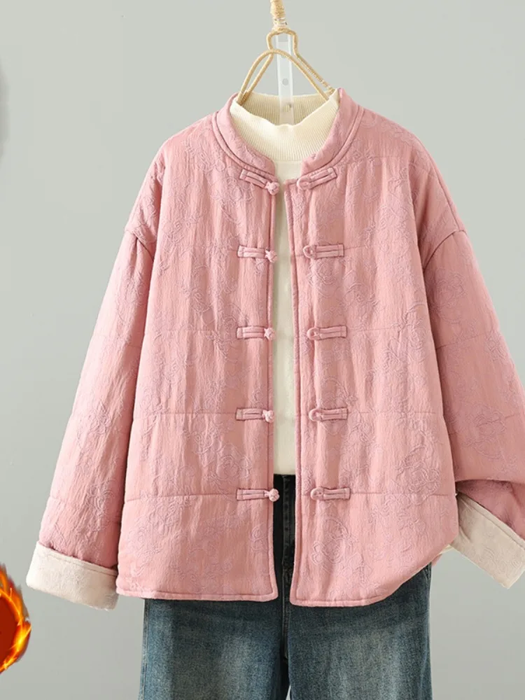 New Chinese Style Zen Thickened Cotton Jacket Women's Winter Daily Warm Comfortable Stand Collar Single Button Long Sleeve Coat
New Chinese Style Zen Thickened Cotton Jacket Women's Winter Daily Warm Comfortable Stand Collar Single Button Long Sleeve Coat