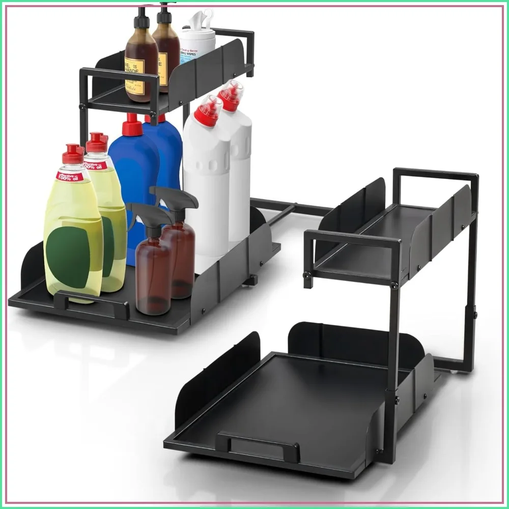 Under Kitchen Sink Organizer, 2 Tier Metal Pull Out Cabinet Organizer with Sliding Drawer, Heavy Duty Storage Shelf for Home, Laundry, Office, 2 Pack
Under Kitchen Sink Organizer, 2 Tier Metal Pull Out Cabinet Organizer with Sliding Drawer, Heavy Duty Storage Shelf for Home, Laundry, Office, 2 Pack