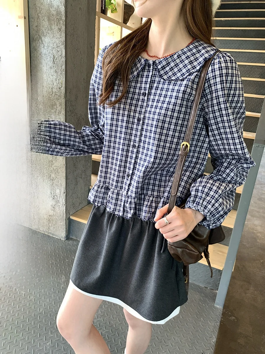 Женская рубашка Holliii в корейском винтажном стиле, свободного кроя, с воротником «Питер Пэн», в клетку, универсальная, на пуговицах, с длинным рукавом, новая коллекция осень 2025
Женская рубашка Holliii в корейском винтажном стиле, свободного кроя, с воротником «Питер Пэн», в клетку, универсальная, на пуговицах, с длинным рукавом, новая коллекция осень 2025