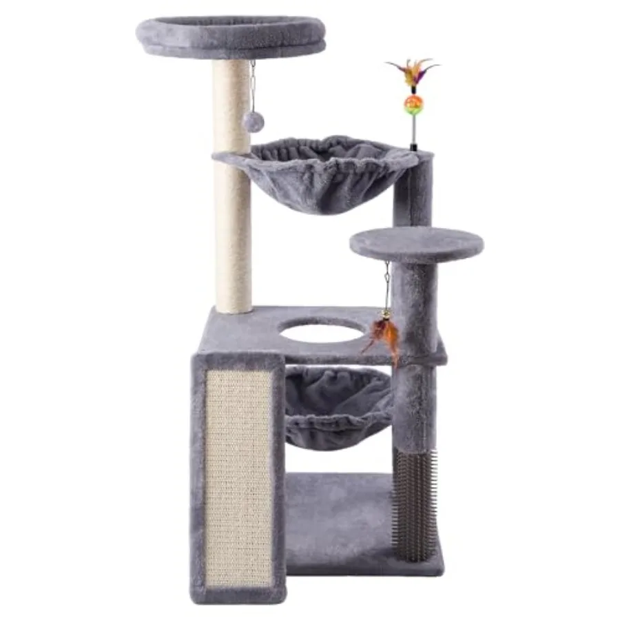 Multi-Level Cat Tree for Indoor Cats with Grey Hammock and Brush Climbing Tower with Scratch Ladder and Posts
Multi-Level Cat Tree for Indoor Cats with Grey Hammock and Brush Climbing Tower with Scratch Ladder and Posts