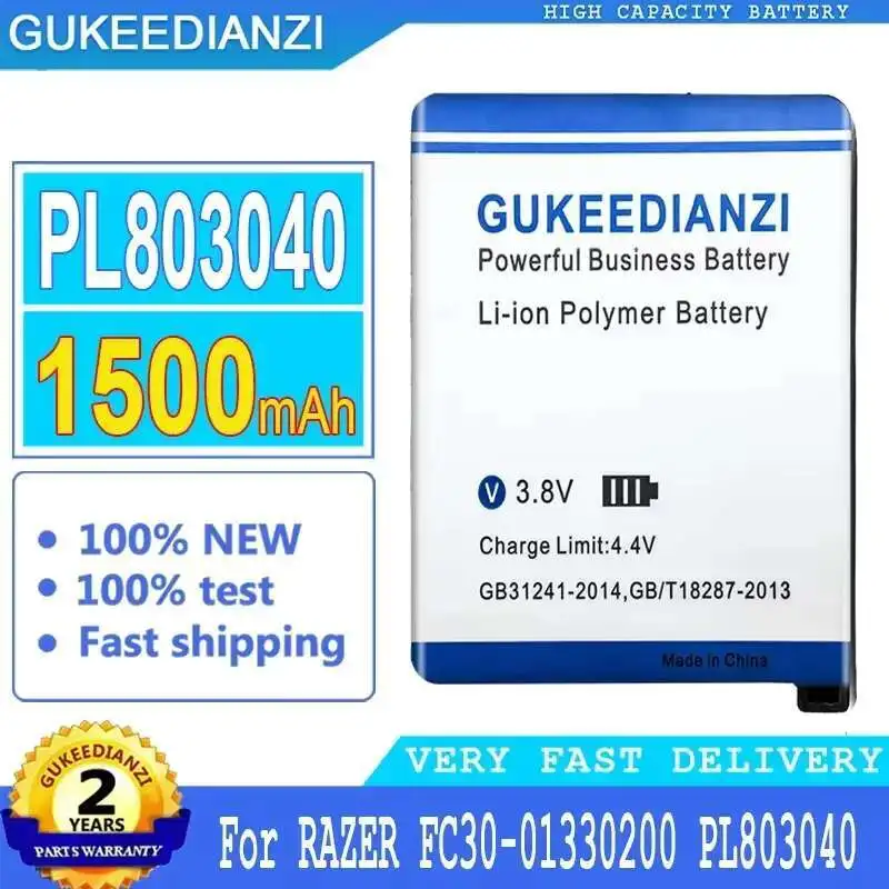 Gaming Mouse Battery 1500Mah For Razer FC30-01330200 PL803040 Turret RZ01-0133 RZ84-01330100
Gaming Mouse Battery 1500Mah For Razer FC30-01330200 PL803040 Turret RZ01-0133 RZ84-01330100