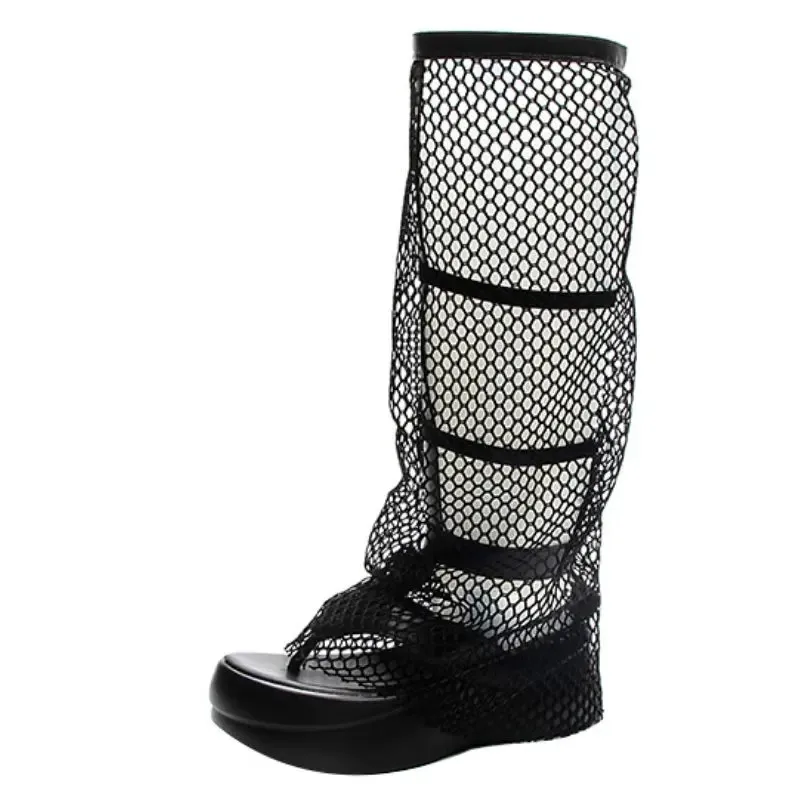 Новые босоножки на танкетке с воздушной сеткой, 6 см, сапоги до колена до середины икры, модные женские дышащие летние шлепанцы, обувь
Новые босоножки на танкетке с воздушной сеткой, 6 см, сапоги до колена до середины икры, модные женские дышащие летние шлепанцы, обувь