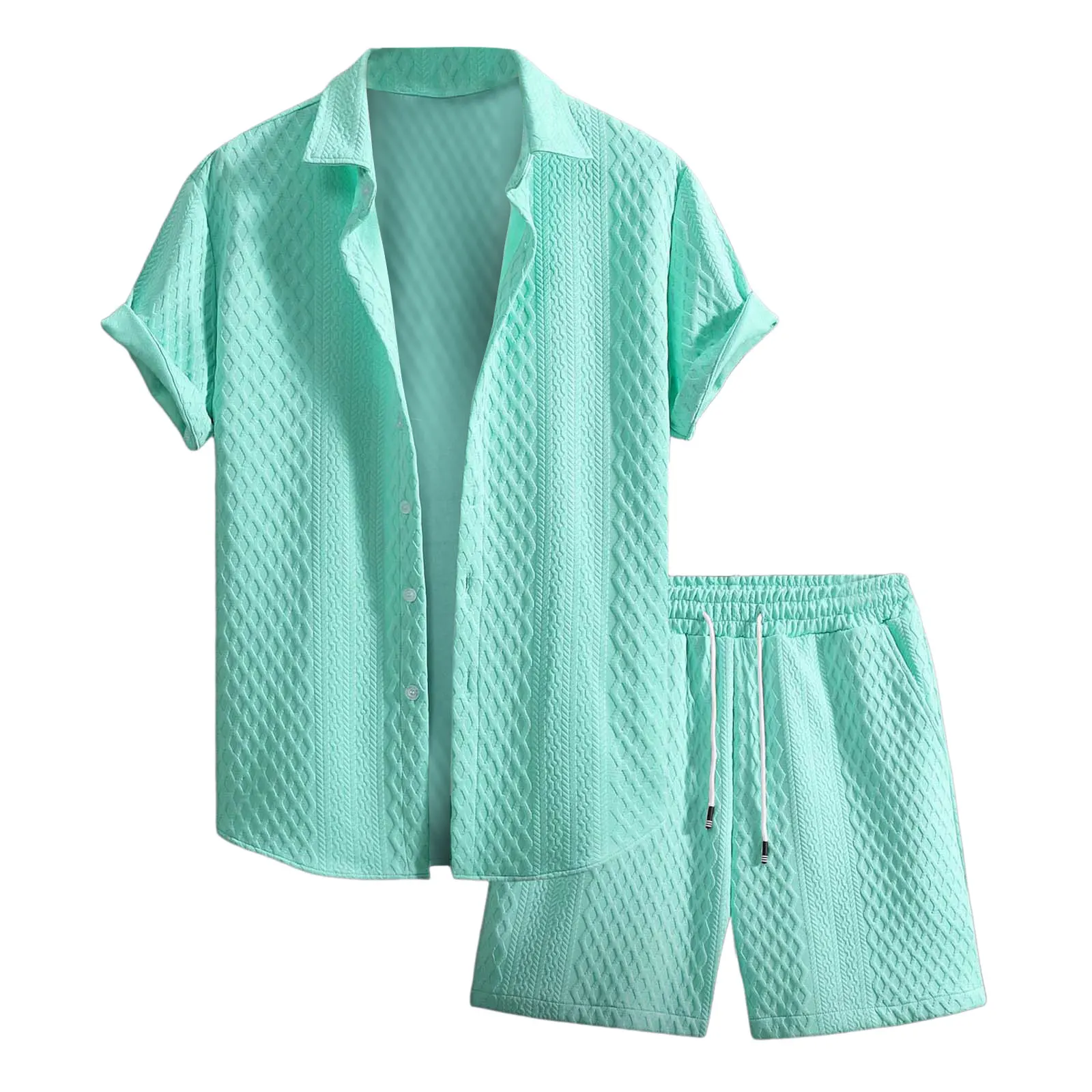 2026 Men'S Clothing Casual Two Piece Set Loose Plus Size Solid Button Down Short Sleeve Shirt & Elastic Waist Belted Shorts Suit
2026 Men'S Clothing Casual Two Piece Set Loose Plus Size Solid Button Down Short Sleeve Shirt & Elastic Waist Belted Shorts Suit