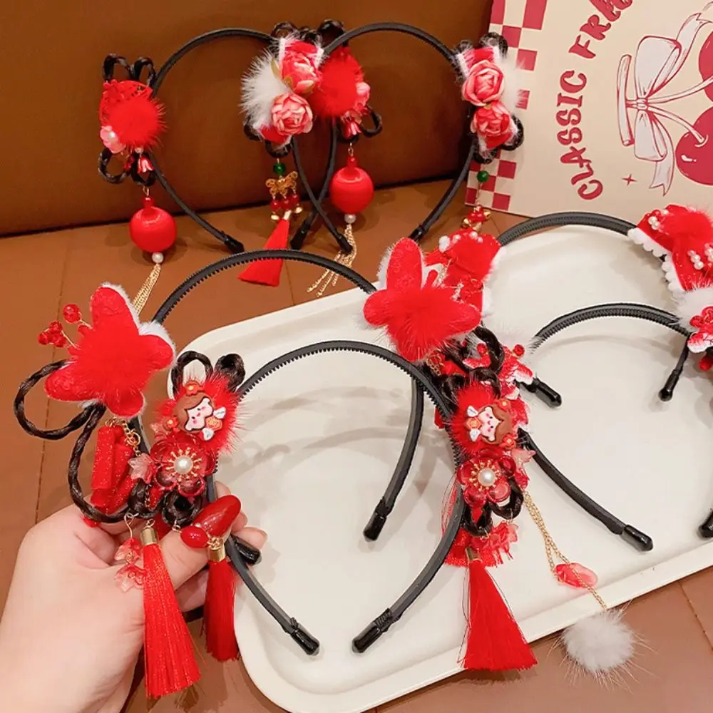 Cute Chinese Style Hanfu Wig Headband Pearl Ancient Flower Tassel Headband Headwear Pigtail Wig New Year Headwear Children
Cute Chinese Style Hanfu Wig Headband Pearl Ancient Flower Tassel Headband Headwear Pigtail Wig New Year Headwear Children